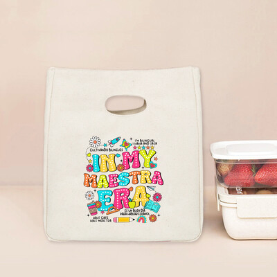 Spanish Maestra Print Functional Cooler Lunch Box Θερμική τσάντα για πικ-νικ Δώρο για γυναίκες Παιδική φορητή μονωμένη τσάντα Bento