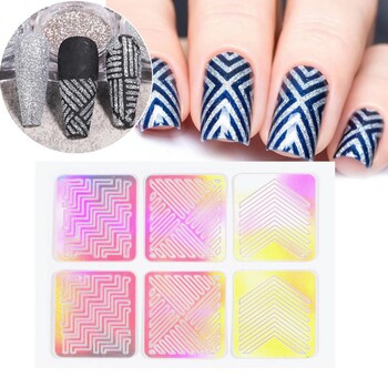 24Pcs/Σετ Πρότυπο νυχιών Διάφορα μοτίβα Nail Art Making Nail Vinyls Ακανόνιστο πλέγμα στένσιλ βερνίκι για γυναίκες