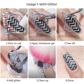 24Pcs/Σετ Πρότυπο νυχιών Διάφορα μοτίβα Nail Art Making Nail Vinyls Ακανόνιστο πλέγμα στένσιλ βερνίκι για γυναίκες