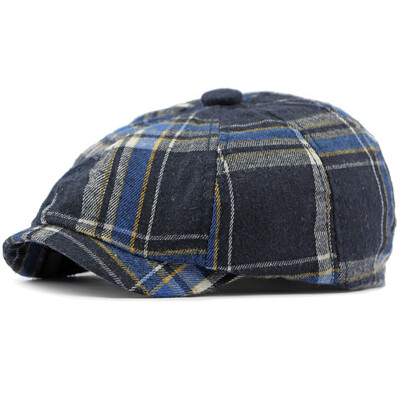 HT4362 Vīriešu Sieviešu beretes Klasisks rūtains beretes vāciņš Sieviešu Regulējams Plakans Cepurītis Vintage Mākslinieks Gleznotājs Beretes Cepure astoņstūra vāciņš