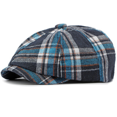 HT4362 Vīriešu Sieviešu beretes Klasisks rūtains beretes vāciņš Sieviešu Regulējams Plakans Cepurītis Vintage Mākslinieks Gleznotājs Beretes Cepure astoņstūra vāciņš