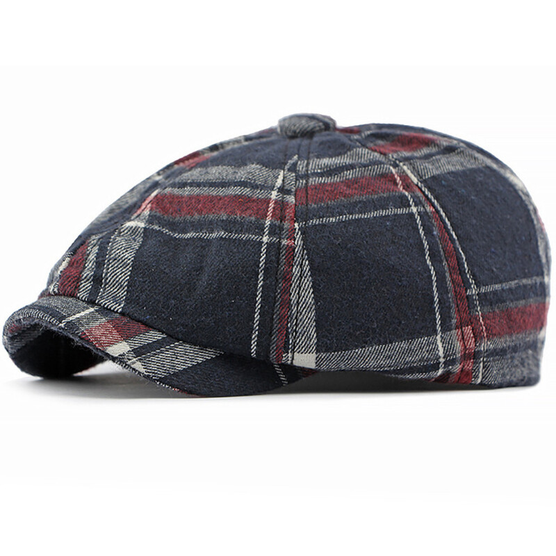 HT4362 Vīriešu Sieviešu beretes Klasisks rūtains beretes vāciņš Sieviešu Regulējams Plakans Cepurītis Vintage Mākslinieks Gleznotājs Beretes Cepure astoņstūra vāciņš