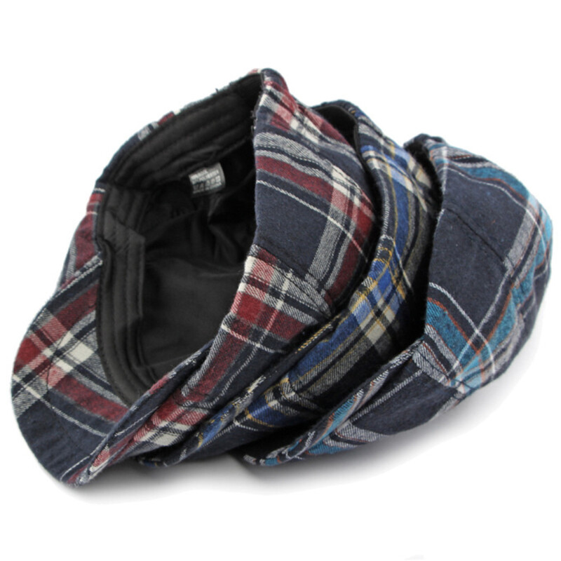 HT4362 Vīriešu Sieviešu beretes Klasisks rūtains beretes vāciņš Sieviešu Regulējams Plakans Cepurītis Vintage Mākslinieks Gleznotājs Beretes Cepure astoņstūra vāciņš