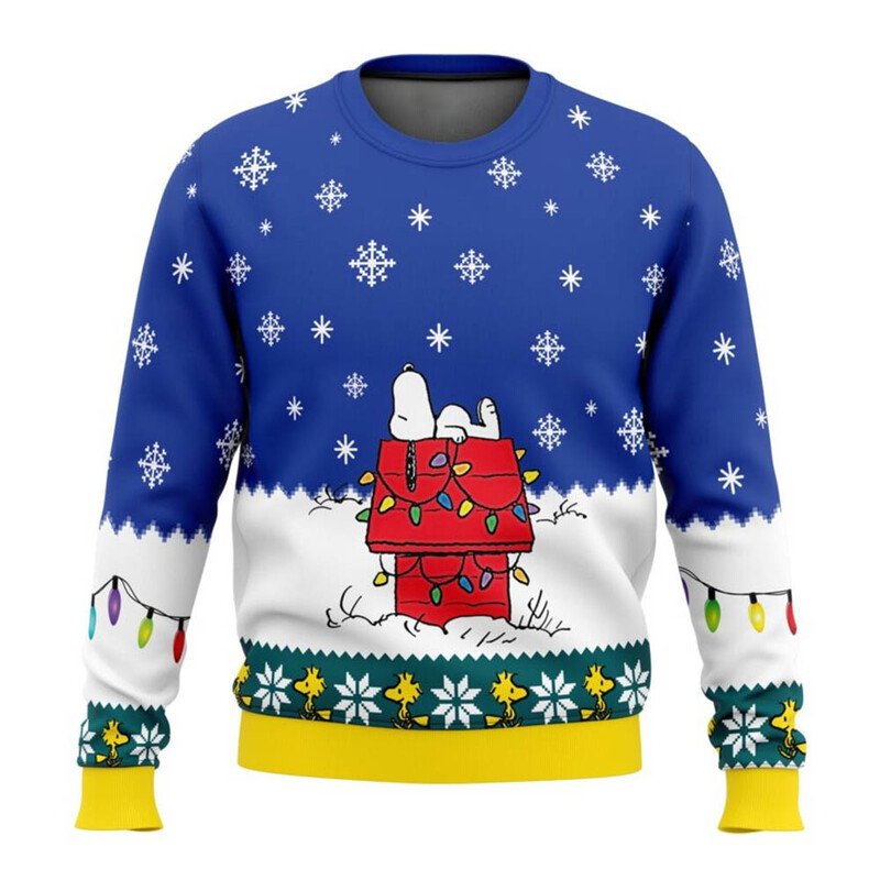 Csúnya karácsonyi pulóver 2025 divat Snoopy rajzfilm aranyos férfi és női pulóverek rajzfilm anime páros pulóverek sportruházat