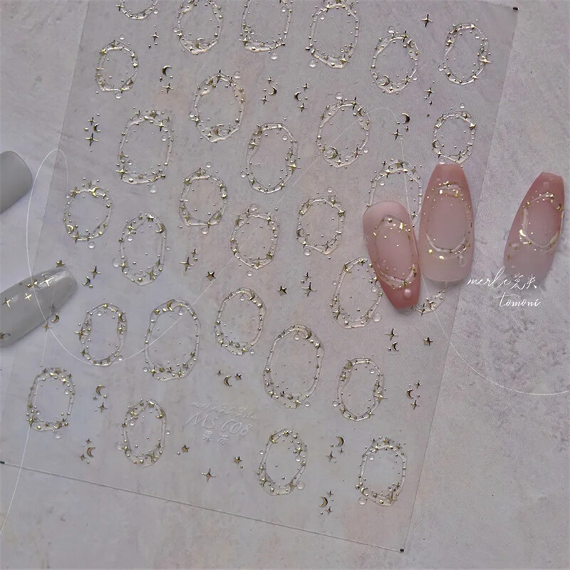 1kom Žele naljepnice za nokte Sjajne francuske ledene kristalne zvijezde Vole samoljepljive naljepnice za nokte DIY ukrasne naljepnice za Valentinovo