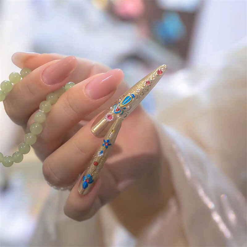 5D négyszirmú virágzselé manikűr matricák új stílus Xi Fei visszatér a palotába páncél forró bélyegzés körömdísz matricák