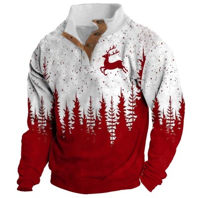 Kalėdiniai megztiniai vyrams Elk Print Hoodie Rudeninė mada Gatvės drabužių festivalis Kasdieniai dideli gobtuvai Vyriški drabužiai Unisex