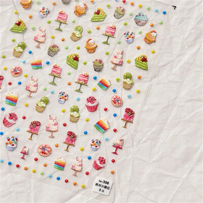1kom 5D Kawaii Jelly Cherry Nail Art naljepnica Slatko crtano voće Samoljepljiva klizna naljepnica za DIY naljepnice za ukrašavanje noktiju