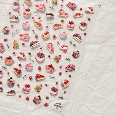 1kom 5D Kawaii Jelly Cherry Nail Art naljepnica Slatko crtano voće Samoljepljiva klizna naljepnica za DIY naljepnice za ukrašavanje noktiju