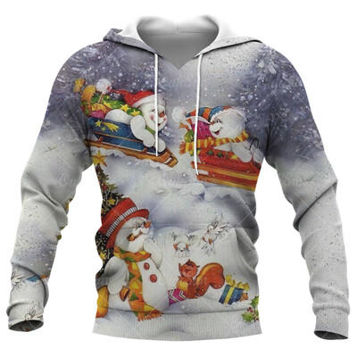 Santa Claus printed Ανδρικά φούτερ με αστεία χριστουγεννιάτικα μπλουζάκια με μοτίβο χιονάνθρωπος για άνδρες Φθινοπωρινή χειμερινή τάση μόδας X'mas ρούχα