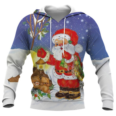 Santa Claus printed Ανδρικά φούτερ με αστεία χριστουγεννιάτικα μπλουζάκια με μοτίβο χιονάνθρωπος για άνδρες Φθινοπωρινή χειμερινή τάση μόδας X'mas ρούχα