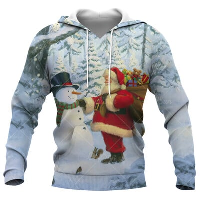 Santa Claus printed Ανδρικά φούτερ με αστεία χριστουγεννιάτικα μπλουζάκια με μοτίβο χιονάνθρωπος για άνδρες Φθινοπωρινή χειμερινή τάση μόδας X'mas ρούχα