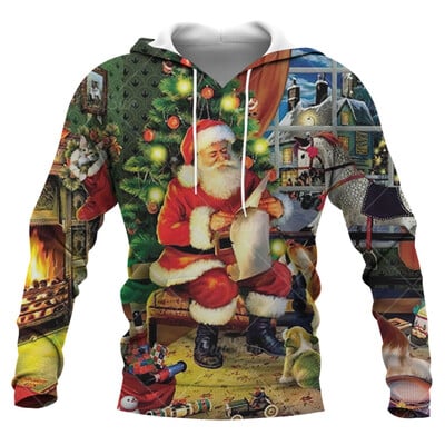 Santa Claus printed Ανδρικά φούτερ με αστεία χριστουγεννιάτικα μπλουζάκια με μοτίβο χιονάνθρωπος για άνδρες Φθινοπωρινή χειμερινή τάση μόδας X'mas ρούχα