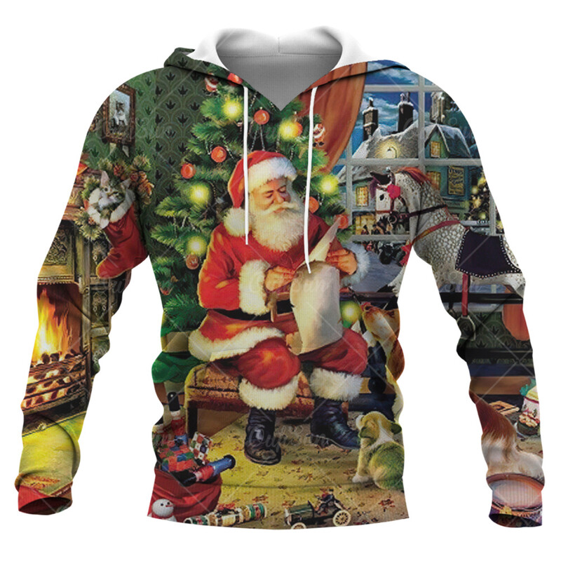 Santa Claus printed Ανδρικά φούτερ με αστεία χριστουγεννιάτικα μπλουζάκια με μοτίβο χιονάνθρωπος για άνδρες Φθινοπωρινή χειμερινή τάση μόδας X'mas ρούχα