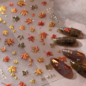 5D Relief Shiny Golden Jelly Autumn Maple Leaf Story Αυτοκόλλητα Nail Art Αυτοκόλλητα Αυτοκόλλητα Μανικιούρ Πανέμορφα Διακοσμητικά Προμηθευτής
