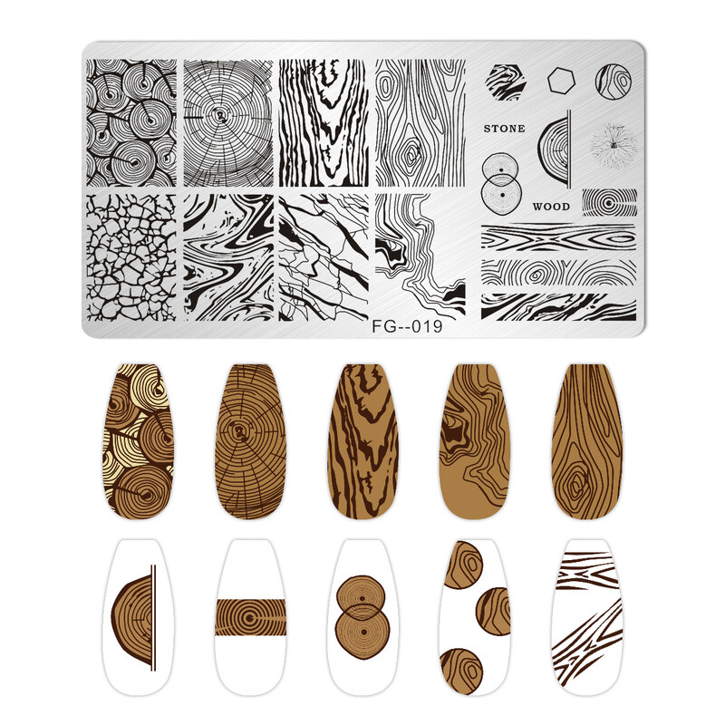 Lapų gėlių juostelių dizaino štampavimo plokštelės Abstrakčios moters veido marmuro žydinčių nagų antspaudų šablonai lapų gėlių spausdinimo trafaretas