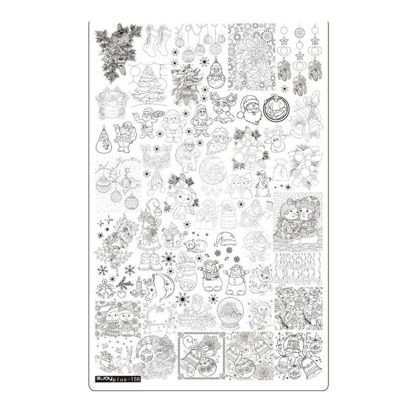 Kalėdinė nagų štampavimo plokštelė 14,5x9,5 cm plius Kalėdų snaigių festivalio modelio nagų dailės atvaizdo plokštės Nagų spausdinimo trafaretų šablonai