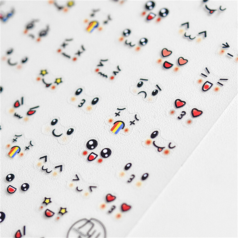 1 τμχ Ιαπωνικό αυτοκόλλητο 5D Cartoon Face Nail Art Kawaii Acrylic Funny Nail Decals Slider Nail Decorations DIY Αξεσουάρ για μανικιούρ