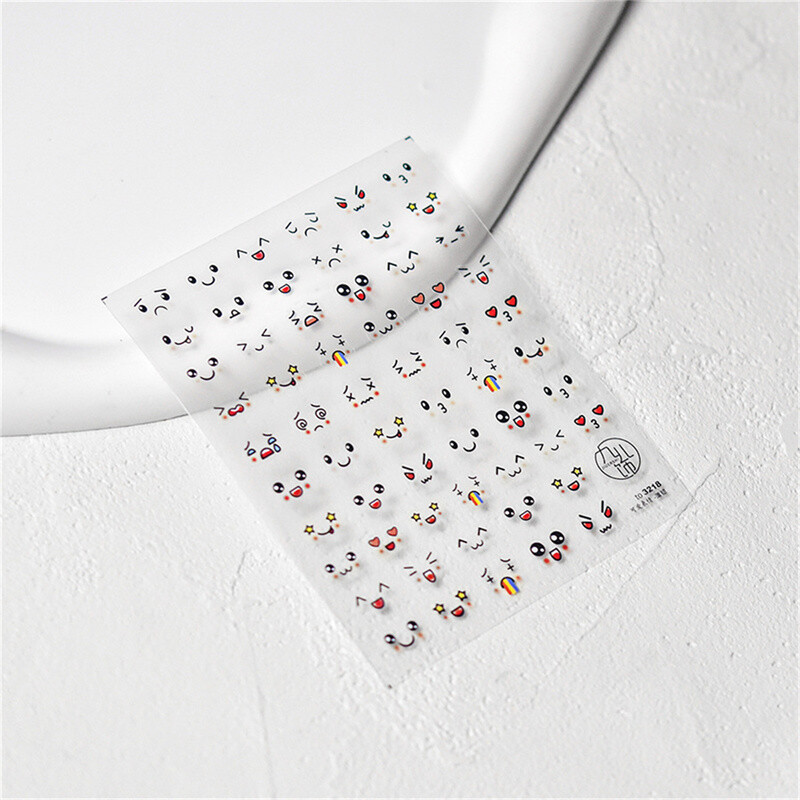1 τμχ Ιαπωνικό αυτοκόλλητο 5D Cartoon Face Nail Art Kawaii Acrylic Funny Nail Decals Slider Nail Decorations DIY Αξεσουάρ για μανικιούρ