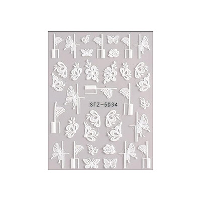 1//6/8Pcs 5D Nail Art Αυτοκόλλητα Αυτοκόλλητα Καρφώματα Ανάγλυφα Λουλούδια Floral Rose Στολισμός γάμου Γούρια Δαντέλα Flower Nail Αυτοκόλλητα