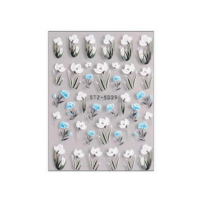 1//6/8Pcs 5D Nail Art Αυτοκόλλητα Αυτοκόλλητα Καρφώματα Ανάγλυφα Λουλούδια Floral Rose Στολισμός γάμου Γούρια Δαντέλα Flower Nail Αυτοκόλλητα