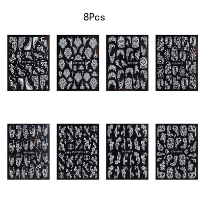 1//6/8Pcs 5D Nail Art Αυτοκόλλητα Αυτοκόλλητα Καρφώματα Ανάγλυφα Λουλούδια Floral Rose Στολισμός γάμου Γούρια Δαντέλα Flower Nail Αυτοκόλλητα