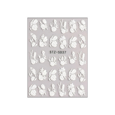 1//6/8Pcs 5D Nail Art Αυτοκόλλητα Αυτοκόλλητα Καρφώματα Ανάγλυφα Λουλούδια Floral Rose Στολισμός γάμου Γούρια Δαντέλα Flower Nail Αυτοκόλλητα