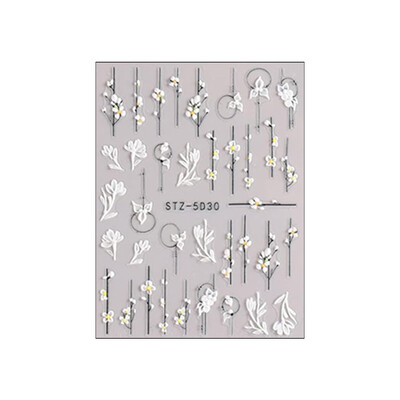 1//6/8Pcs 5D Nail Art Αυτοκόλλητα Αυτοκόλλητα Καρφώματα Ανάγλυφα Λουλούδια Floral Rose Στολισμός γάμου Γούρια Δαντέλα Flower Nail Αυτοκόλλητα
