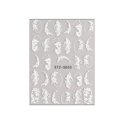 1//6/8Pcs 5D Nail Art Αυτοκόλλητα Αυτοκόλλητα Καρφώματα Ανάγλυφα Λουλούδια Floral Rose Στολισμός γάμου Γούρια Δαντέλα Flower Nail Αυτοκόλλητα