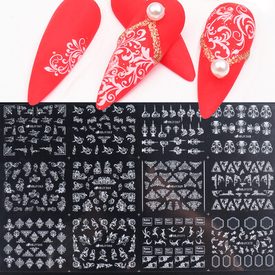 12 τμχ Αυτοκόλλητα νυχιών Φύλλο λουλουδιών Δαντέλα Σχέδιο Γεωμετρία Γραμμή νυχιών Sliders Μανικιούρ βερνίκι βερνίκι με αυτοκόλλητες διακοσμήσεις με περιτύλιγμα