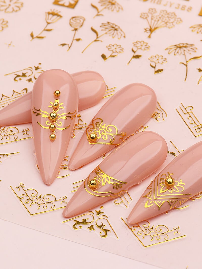 12 τμχ Αυτοκόλλητα νυχιών Φύλλο λουλουδιών Δαντέλα Σχέδιο Γεωμετρία Γραμμή νυχιών Sliders Μανικιούρ βερνίκι βερνίκι με αυτοκόλλητες διακοσμήσεις με περιτύλιγμα