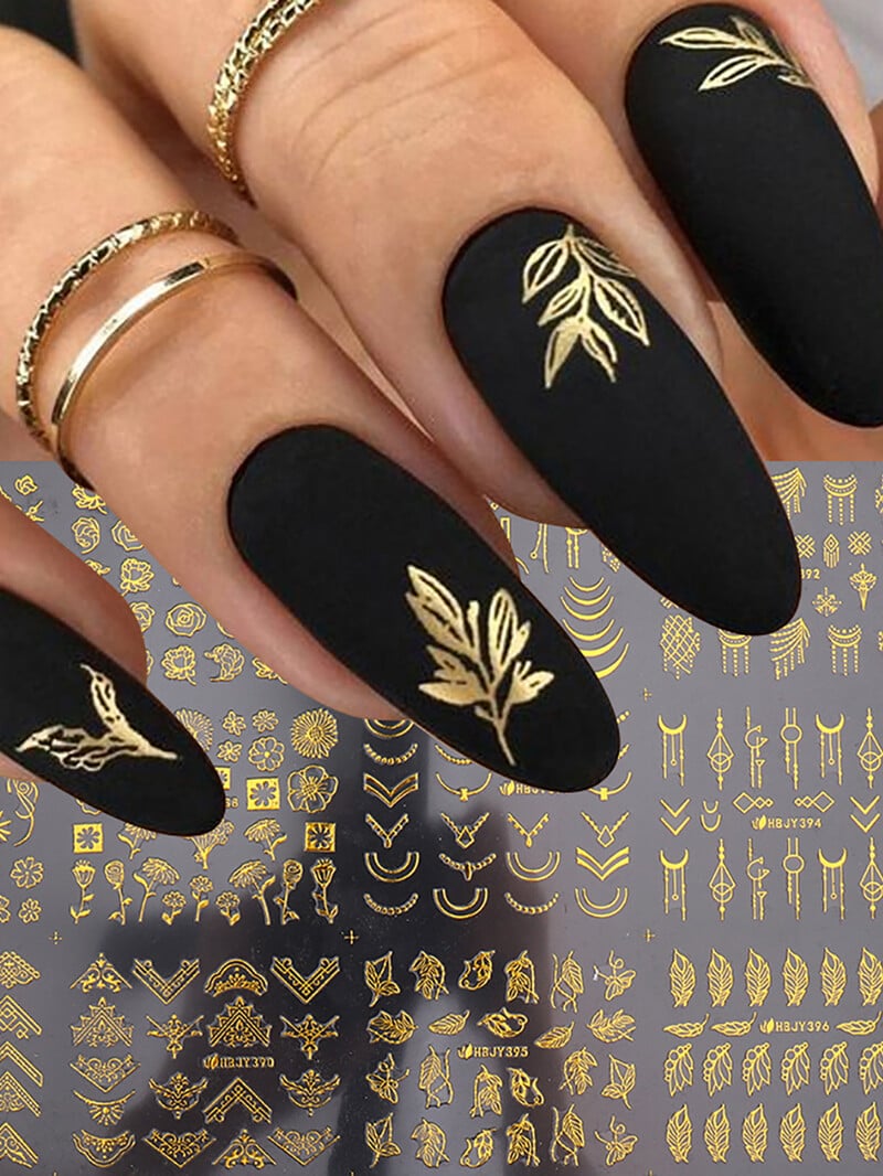 12 τμχ Αυτοκόλλητα νυχιών Φύλλο λουλουδιών Δαντέλα Σχέδιο Γεωμετρία Γραμμή νυχιών Sliders Μανικιούρ βερνίκι βερνίκι με αυτοκόλλητες διακοσμήσεις με περιτύλιγμα