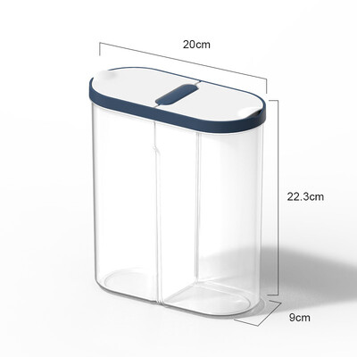 Δύο πλέγματα Πλαστικά βάζα αποθήκευσης για χύμα δημητριακά Φώκια Δοχείο τροφίμων Κουτί Παντοπωλείο Ρύζι Organizer Dispenser Κουζινικά σκεύη