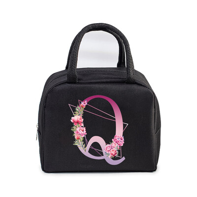 Φορητή τσάντα μεσημεριανού γεύματος Αισθητική λουλούδι αλφάβητο Γυναικεία θερμομονωμένα κουτί μεσημεριανού γεύματος Tote Cooler Handbag 26 γραμμάτων Unisex τσάντες