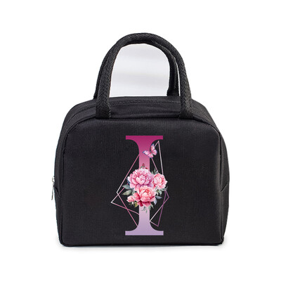 Φορητή τσάντα μεσημεριανού γεύματος Αισθητική λουλούδι αλφάβητο Γυναικεία θερμομονωμένα κουτί μεσημεριανού γεύματος Tote Cooler Handbag 26 γραμμάτων Unisex τσάντες