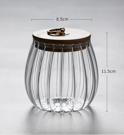 Контейнер за храна Кухненски бутилки за съхранение Дървесен капак Буркан Стъклена форма на венчелистче Запечатани зърна Чай Кафе на зърна Бонбони Garrafa Херметична кутия