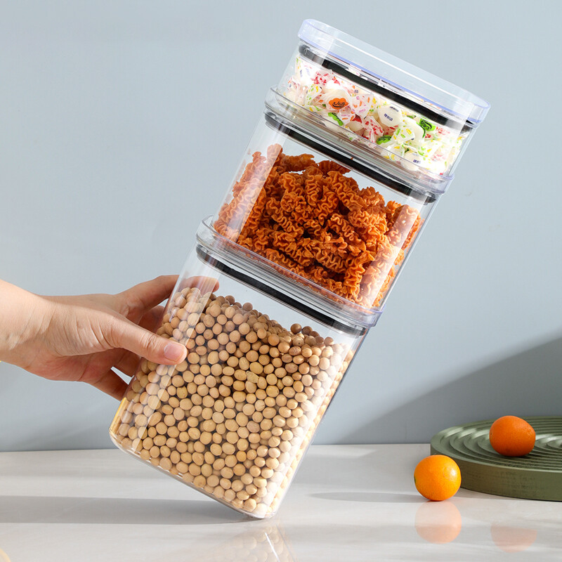 Didelės talpos sandarus stiklainis virtuvės spintelės organizatorius grūdų sojų riešutų laikymo šaldytuvas traškus stiprus plastikinis sandarus bakas