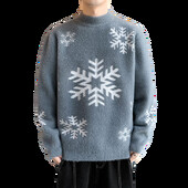 VERSMA korejiešu Harajuku sniegpārsliņu apdruka Eleganti vintage džemperi Vīriešu ziemas ielas apģērbs Lielizmēra Ugly Ziemassvētku džemperis vīriešu džemperis