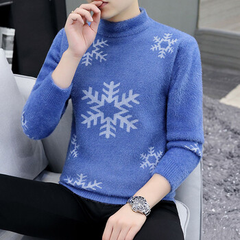 VERSMA Корейски Harajuku Snowflake Print Chic Vintage Sweaters Men Winter Streetwear Oversize Ugly Christmas Sweater Мъжки пуловер