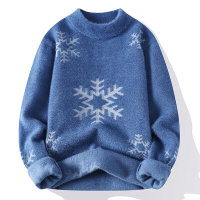 VERSMA korejiešu Harajuku sniegpārsliņu apdruka Eleganti vintage džemperi Vīriešu ziemas ielas apģērbs Lielizmēra Ugly Ziemassvētku džemperis vīriešu džemperis