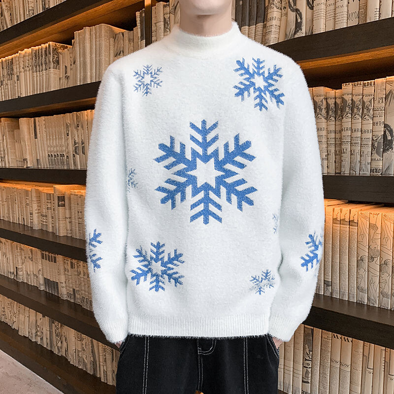 VERSMA korejiešu Harajuku sniegpārsliņu apdruka Eleganti vintage džemperi Vīriešu ziemas ielas apģērbs Lielizmēra Ugly Ziemassvētku džemperis vīriešu džemperis