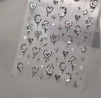 1vnt 5D korėjietiški bronziniai nagų lipdukai Japonijos aukso sidabro žvaigždė mėnulis Prabangus „pasidaryk pats“ nagų dailės dekoravimo lipdukai manikiūro priedai