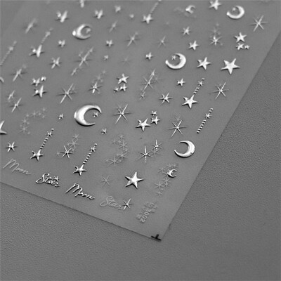 1vnt 5D korėjietiški bronziniai nagų lipdukai Japonijos aukso sidabro žvaigždė mėnulis Prabangus „pasidaryk pats“ nagų dailės dekoravimo lipdukai manikiūro priedai