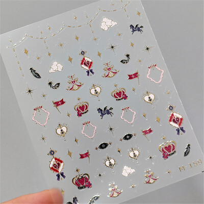 1vnt 5D korėjietiški bronziniai nagų lipdukai Japonijos aukso sidabro žvaigždė mėnulis Prabangus „pasidaryk pats“ nagų dailės dekoravimo lipdukai manikiūro priedai