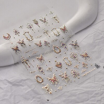 1vnt 5D korėjietiški bronziniai nagų lipdukai Japonijos aukso sidabro žvaigždė mėnulis Prabangus „pasidaryk pats“ nagų dailės dekoravimo lipdukai manikiūro priedai