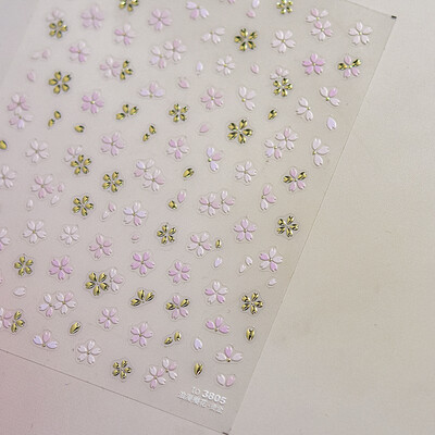 1kom 5D Bronzing Kawaii Shininy Flower Nail Art Naljepnice Japanska ružičasta Sakura Samoljepljivi ukrasi za nokte Naljepnice Dodaci