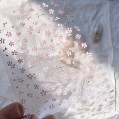 1kom 5D Bronzing Kawaii Shininy Flower Nail Art Naljepnice Japanska ružičasta Sakura Samoljepljivi ukrasi za nokte Naljepnice Dodaci