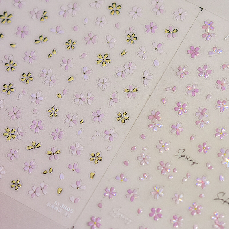 1kom 5D Bronzing Kawaii Shininy Flower Nail Art Naljepnice Japanska ružičasta Sakura Samoljepljivi ukrasi za nokte Naljepnice Dodaci