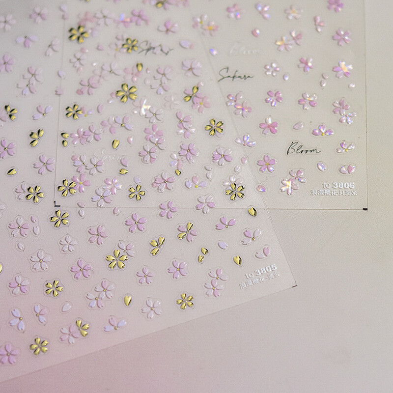 1kom 5D Bronzing Kawaii Shininy Flower Nail Art Naljepnice Japanska ružičasta Sakura Samoljepljivi ukrasi za nokte Naljepnice Dodaci