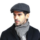 Αρσενικό Plus Size Ivy Hat Big Head Man Felt Newsboy Cap Dad Leisure Beret Caps Winter Wool Flat Octagon Caps 55-59cm 60-62cm